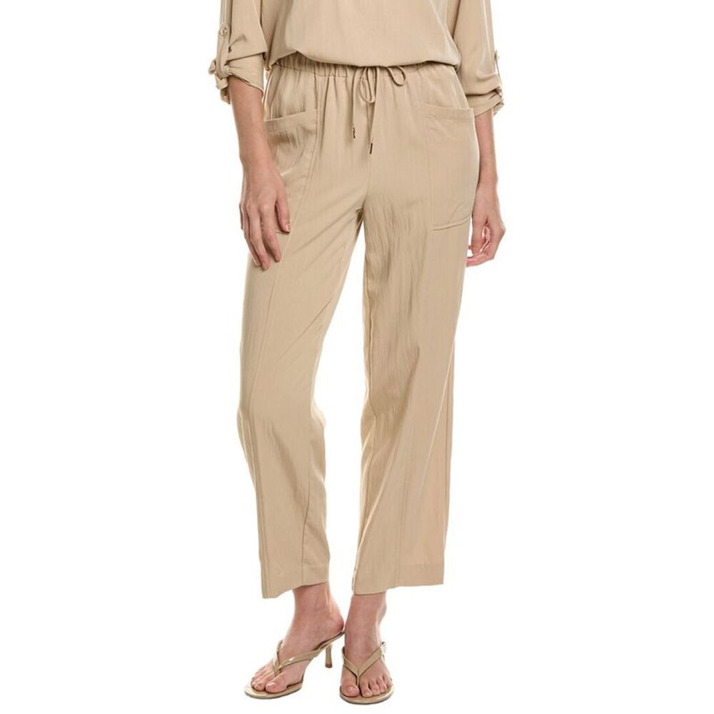 Anne Klein Womens Pull-On Pocket Straight Ankle Pant, Brown